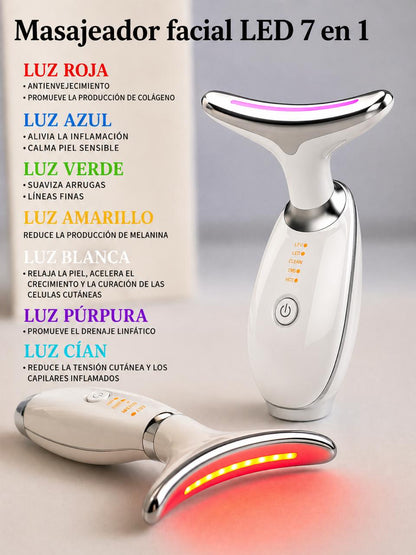 Masajeador Rayzer®️ Facial Antiarrugas Inalámbrico 7 en 1 Luces LED 🔋