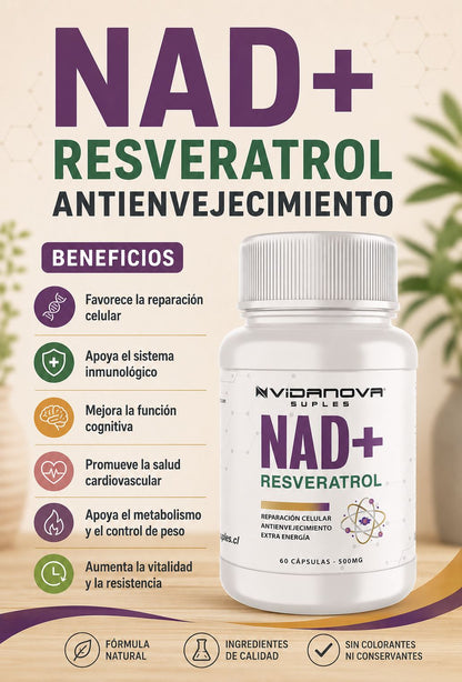 🏆 NAD+ RESVERATROL 60 CÁPSULAS 💊 1000MG ORIGINAL ✅