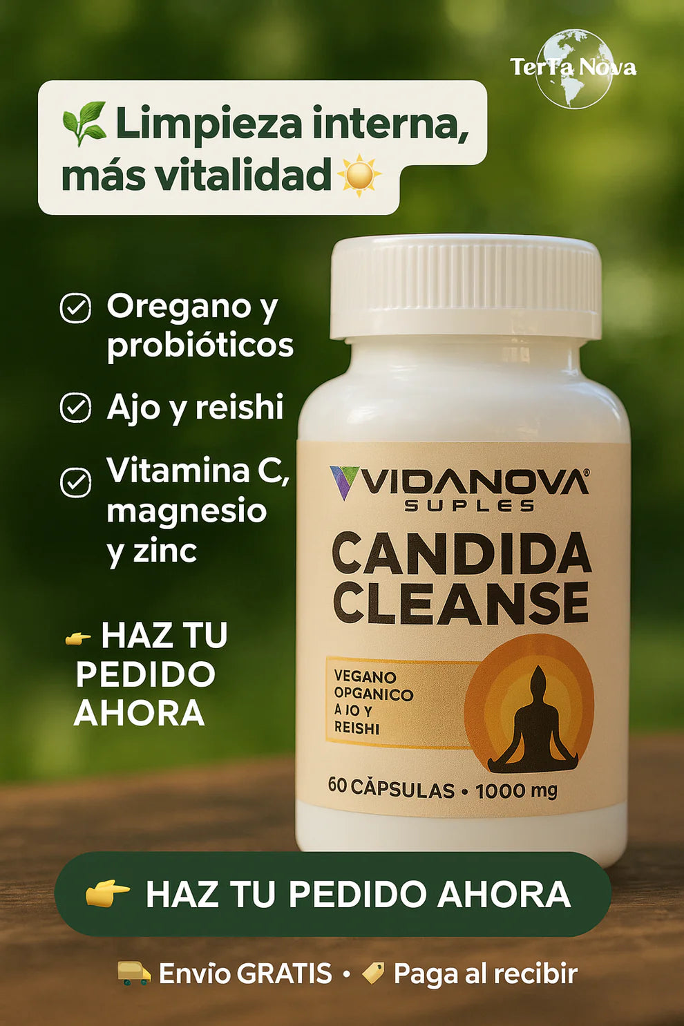 🧘‍♀️ Candida Cleanse 1000Mg ORIGINAL – 60 Cápsulas 🌿