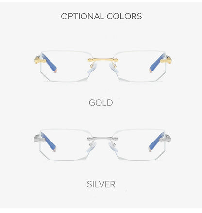 Men Blue Light Blocking Reading Glasses Women Dimond Cutting Rimless Eyeglasses Frame Anti Fatigue Hyperopia Presbyopic Eyewear