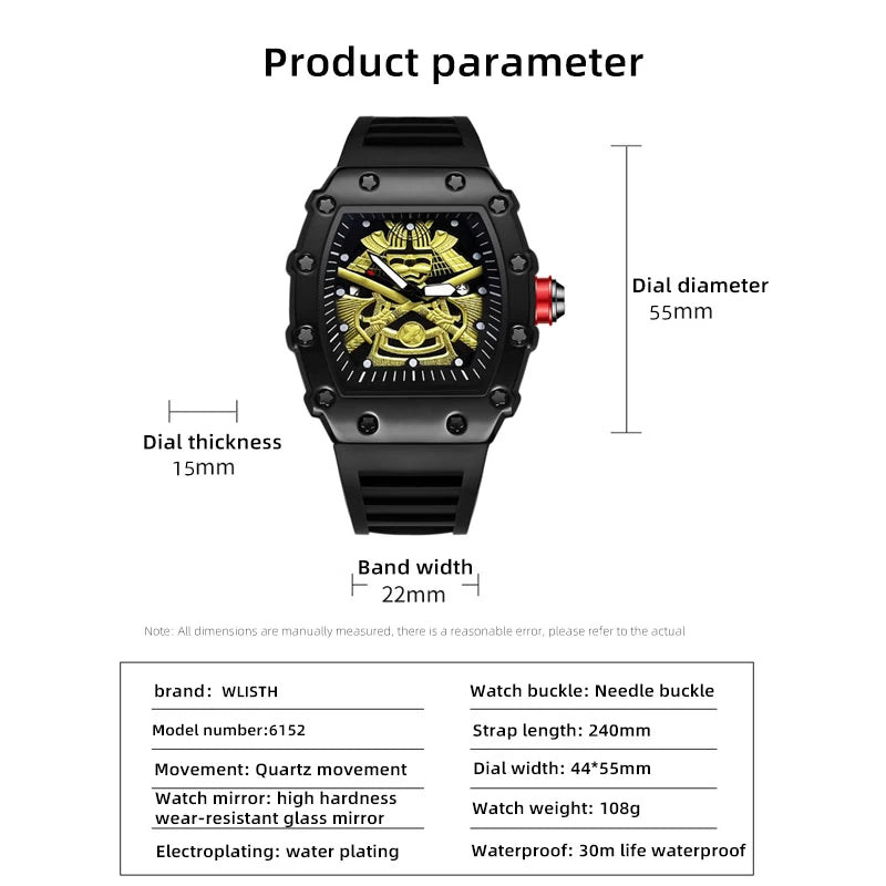 New Barrel-Shaped Explosive Sports Men's Luminous Waterproof Silicone Calendar Watch