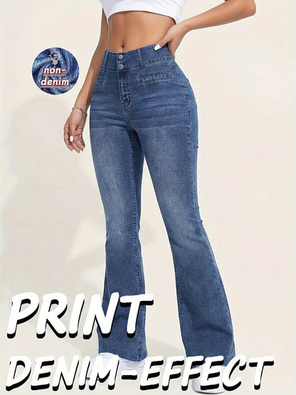 Women's Flared pants, non-denim Printed Elastic High Waist Slim Leggings, Gym Trainning wide leg Fashion leggings casual wear