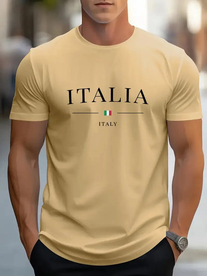 Men's Simple Letter Printed T-shirt Summer Daily Casual Round Neck Short Sleeve Loose Comfortable Fashion Simple Short Sleeve