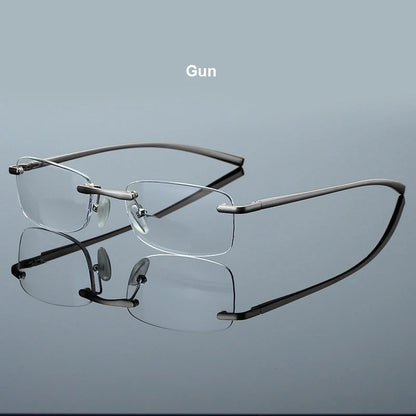 Men Blue Light Blocking Reading Glasses Women Dimond Cutting Rimless Eyeglasses Frame Anti Fatigue Hyperopia Presbyopic Eyewear