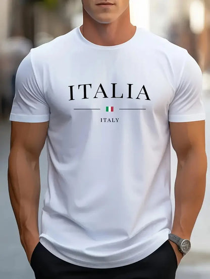 Men's Simple Letter Printed T-shirt Summer Daily Casual Round Neck Short Sleeve Loose Comfortable Fashion Simple Short Sleeve