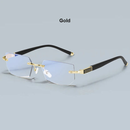 Men Blue Light Blocking Reading Glasses Women Dimond Cutting Rimless Eyeglasses Frame Anti Fatigue Hyperopia Presbyopic Eyewear