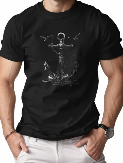 Men's Simple Letter Printed T-shirt Summer Daily Casual Round Neck Short Sleeve Loose Comfortable Fashion Simple Short Sleeve