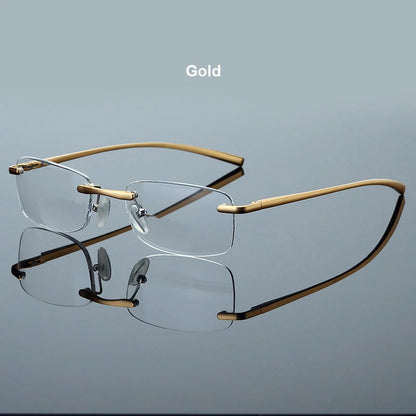 Men Blue Light Blocking Reading Glasses Women Dimond Cutting Rimless Eyeglasses Frame Anti Fatigue Hyperopia Presbyopic Eyewear