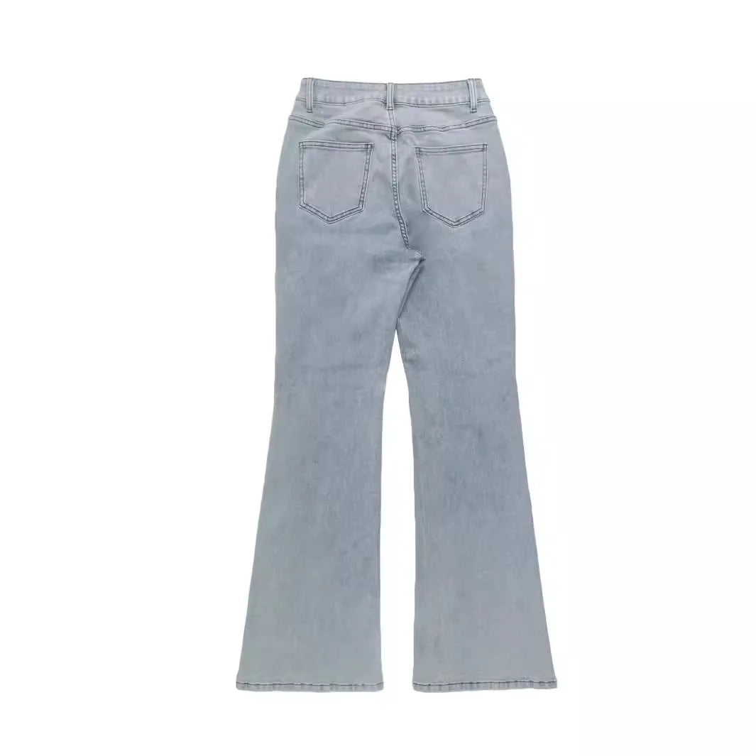 Women Jeans Boot Cut Y2k Jeans Wide Leg Denim Pants Distressed Washed Full Ankle Length Pockets Zipper Fly High Waist Club 2026